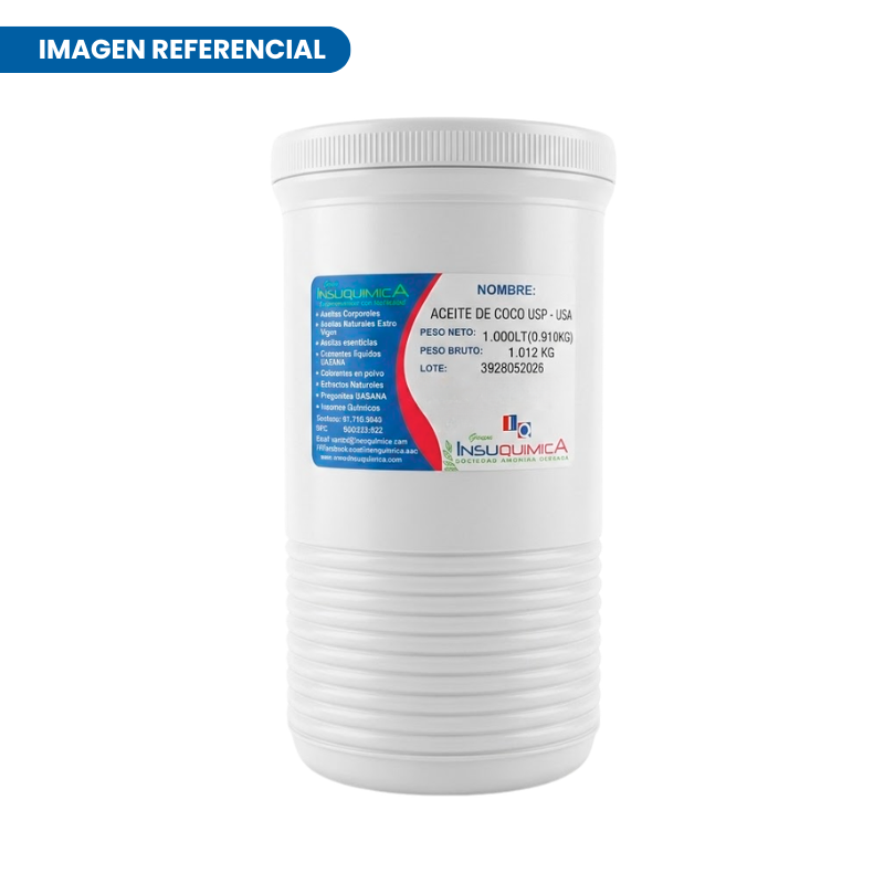ACEITE DE COCO USP – USA – Pote x 1 Lt. Aceite de coco USP puro prensado en frío, ideal para cosmética y cuidado personal, perfecto para masajes y uso directo en la piel