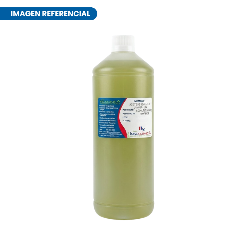 ACEITE DE SEMILLAS DE UVA USP – USA – Frasco x 1 Lt. Envase de 1 litro de Aceite de Semillas de Uva USP - USA en fondo blanco