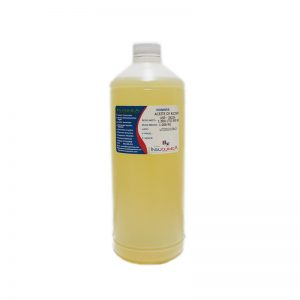 Frasco de aceite de ricino USP con tapa de gotero sobre fondo blanco. El aceite de ricino USP se utiliza en cosméticos para la piel y bálsamos labiales, ayuda al crecimiento de pestañas, y mejora condiciones de piel seca, dermatitis y eczemas.