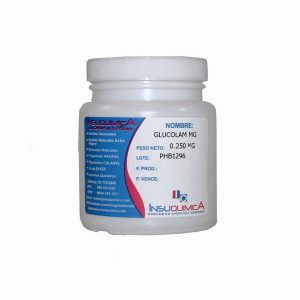 POTE DE 0.250 KG DE GLUCOLAM MG EN FONDO BLANCO