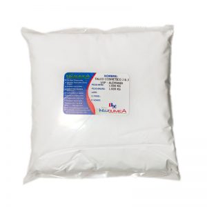 Bolsa de 1 kg de talco cosmético usp en fondo blanco