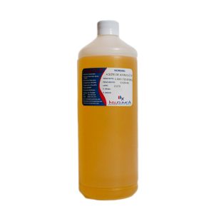 Aceite de ajonjolí extra virgen de 1 litro en fondo blanco
