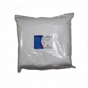 Bolsa de 1 kg de cafeína anhidra USP sobre fondo blanco.