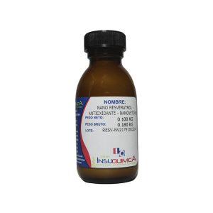 frasco vidrio ámbar de 0.100 kg del nanosomado Nano Resveratrol acción antioxidante