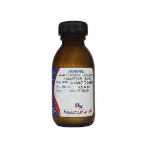 Frasco de vidrio ámbar de 0.100 lt del nanosomado nano Vitamina C, aclarante