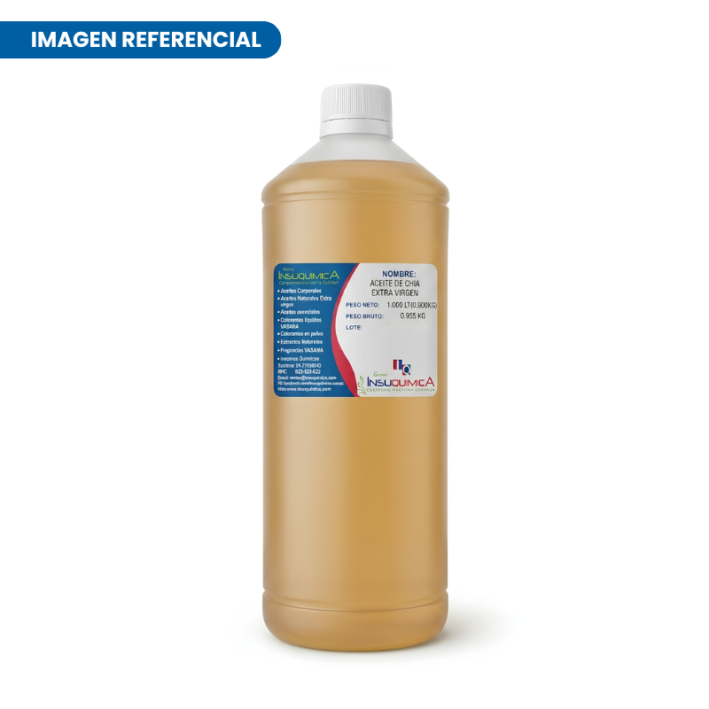 ACEITE DE CHIA EXTRA VIRGEN_ 1 LITRO Aceite de chía extra virgen, absorción de vitaminas A, D, E y K, reducción de la presión arterial, propiedades antiinflamatorias.