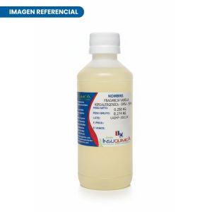 Frasco de la fragancia vainilla hipoalergénica de 0.250 kg en fondo blanco