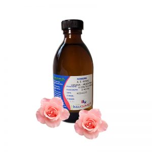 Aceite esencial de rosas, ideal para tratar depresión, ansiedad, dolores de cabeza y calambres menstruales, también usado en baños y masajes.