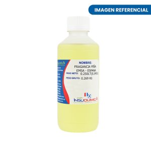 Frasco de 0.250 lt de la fragancia piña de la marca emsa de españa en fondo blanco
