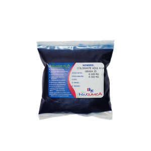 Colorante azul a la grasa 35, bolsa de 0.100 kg en fondo blanco