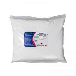 Bolsa de Citrato de Magnesio de 1 kilogramo en fondo blanco