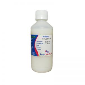 Frasco de 0.250 kg de mowilith en fondo blanco